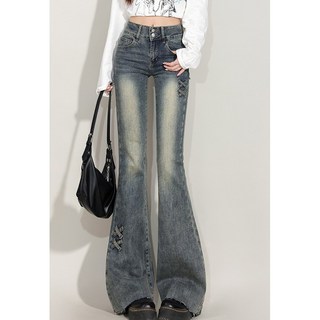 梨卡女裝長褲 喇叭褲 高腰顯瘦美式牛仔微喇叭褲GA9039【現貨24H】