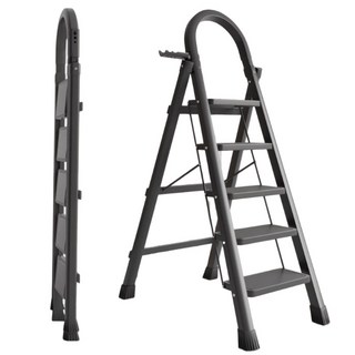 家用折疊梯 人字梯 直梯 摺疊梯 工具梯 梯子 工作梯 安全扶手 家用梯【GA110】, 1個, 【G】6步梯 黑色