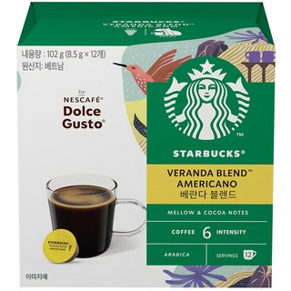 STARBUCKS 星巴克 Veranda Blend美式咖啡膠囊 多趣酷思咖啡機適用, 8.5g, 12顆, 1盒