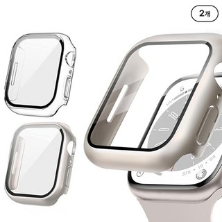 아이비온 애플워치 풀커버 케이스 2개입 40 41 42 44 mm, 클리어+스타라이트