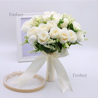 台灣出貨 熱賣 新娘捧花 森系韓系手捧花 婚禮拍攝道具 拍照仿真花束 影樓婚紗攝影旅拍 婚禮捧花 仿真捧花, 米白歐式, 1個