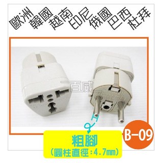 百威電子 萬用轉接頭 轉接插頭 4.7mm粗圓腳 適用韓國 越南 印尼 巴西 歐洲, 1個