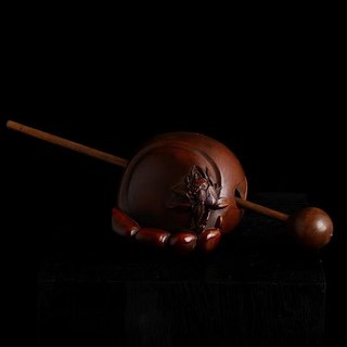 功德木魚 小木魚 黃楊木雕迷你木魚 法器靜心解壓敲打樂器, 1個, 蓮藕木魚仿古款6.5厘米【高檔】