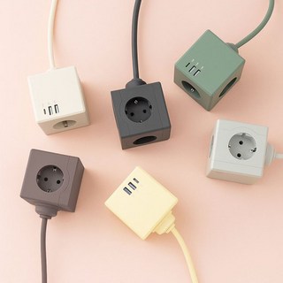 econer 고용량 큐브멀티탭 멀티콘센트캠핑 가정용멀티탭 C타입포트 USB포트 멀티코드, 블랙