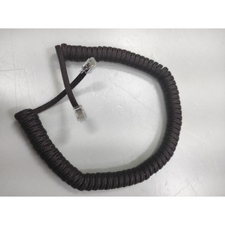 復古型布包邊 4芯電話彈簧線RJ10電話座機語音聽筒連接線4p4c曲線1.5米 PVC(1條), 1個, 咖啡色, 1.5m