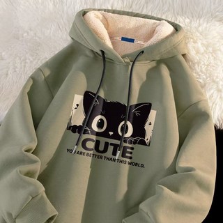 秋冬季羊羔絨衛衣男衛衣小眾設計感加寬鬆連帽休閒運動男女外套