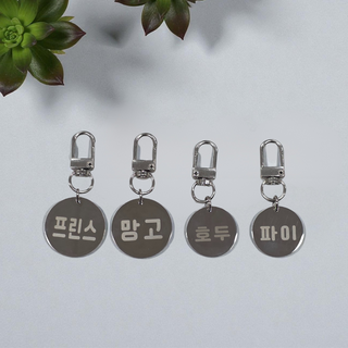 배드 반려동물 강아지 고양이 인식표 써지컬 고리 펜던트 각인 목줄 이름표 원형 네임택, 2개, 써지컬원형