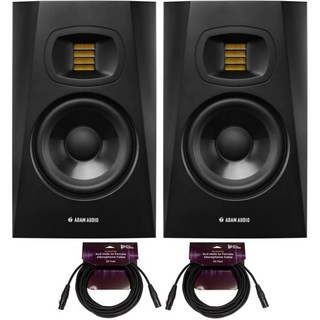 스튜디오 오디오 모니터 스피커 아담 프로페셔널 T 시리즈 T5V 5인치 70W 양방향 액티브 근거리 페어링 2x 10' XLR 남녀 마이크 케이블 번들 포함, 스튜디오 오디오 모니터 스피커 아담 프로페셔널 T 시리