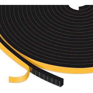 트리시키 접착식 웨더 스트리핑 폼 스트립 스피커용 씰 개스킷 도어 단열재 및 윈도우 충격 흡수용 방음 테이프 스크래치 방지 1/2인치 x 33Ft 1/16인치, 1/4 inch x 1/8 inch x 16.5Ft, Black