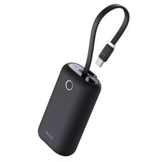 아이워크 기내반입 보조배터리 초고속미니 휴대용 빌트인 케이블 양방향충전 10000mAh, 블랙, UBP001
