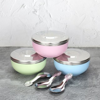 寶石牌 316不銹鋼隔熱碗 11.5cm, 粉體烤漆_3色各1, 3個