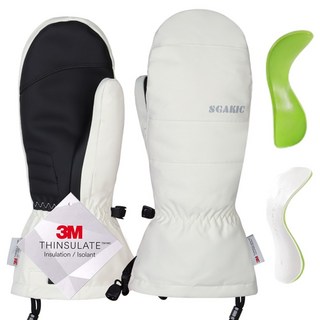 SGAKIC 3M 손목 보호대 스키장갑 남녀공용 스노우보드장갑 소프트 벙어리장갑, 화이트, 1개