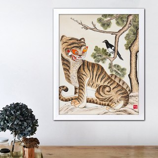 나봄갤러리 까치와 호랑이4 호작도 호랑이그림 민화, 2.심플 화이트 액자