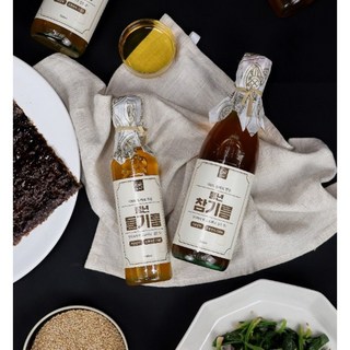 [엠디] 저온압착으로 더욱 고소하고 건강한 깊은맛 참기름 1병 + 들기름 1병 혼합구성, 2개, 180ml