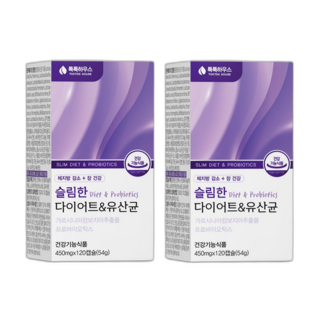 톡톡하우스 다이어트 유산균 식약청 인증 비피더스 3종 b3 슬림 핏 엔 체지방 감소 가르시니아 락토바실러스, 2개, 120정