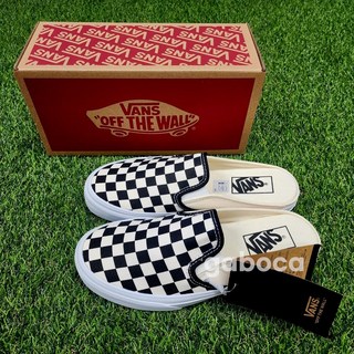 반스 클래식 슬립온 뮬 체커보드 다크 블랙 퓨어 화이트 VN0004KTEO11