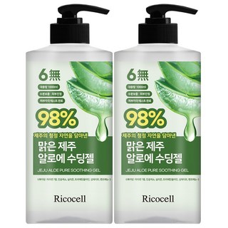 리코셀 대용량 저자극 맑은 제주 알로에 98% 수딩젤, 2개, 1L