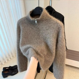 여성 메일라드 앙고라 집업 니트 카디건 가을 겨울 아우터 밀키 탑 B09Z4N 카쥬1