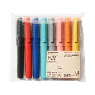무인양품 컴팩트 겔잉크 볼펜 8색 세트 검정/빨강/파랑/토끼/그레이/핑크/오렌지/노란색 0.5mm 12979210, 상세페이지 참조, 상세페이지 참조