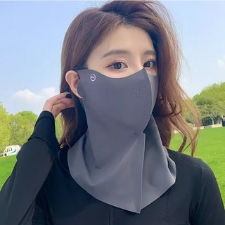 冰絲涼感防曬頭套面罩 運動遮陽頸套, 防曬面罩【深灰】, 1個