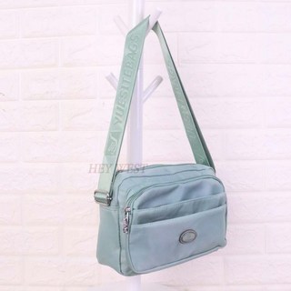 WEST 多格層 防水尼龍 輕巧斜背包 側背包 肩背包 輕量 男女可背 長夾可放, 薄荷綠#780101