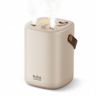 가정용 무소음 무선 가습기 침실 실내 사무실용 소형 대안개 가습기 2L, 베이지, SJ87-01