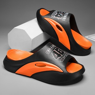 男女居家戶外兩用拖鞋 厚底防臭運動防水速乾涼感靜音減震EVA涼拖鞋, 41, 黑橙