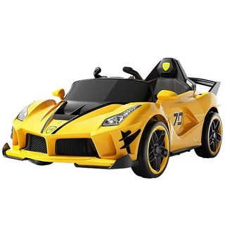 TECHONE MOTO11 PLUS 遙控版仿真跑車兒童四輪充電版雙驅電動車，超大承重附多功能早教系統，台灣出貨, 黃色, 1個