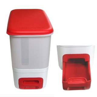 타파웨어 10KG용 쌀통 가정용 레버형 1인분 계량가능 쌀 보관통 잡곡 저장통, 레드 (타파웨어 쌀통 10kg), 1개