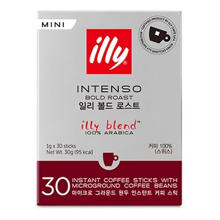 illy 意利 Intenso即溶咖啡隨身包, 1g, 30條, 1盒