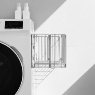 디위닉 무타공 공중부양 자석선반 세탁기 철제 빨래바구니 마그네틱 폴딩 빨래 바스켓, 실버