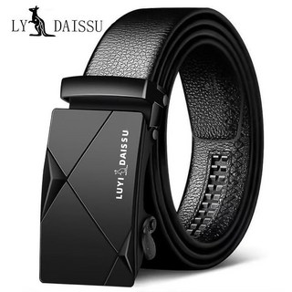 路易袋鼠男士皮帶 自動扣腰帶 中年商務褲腰帶 百搭牛皮皮帶