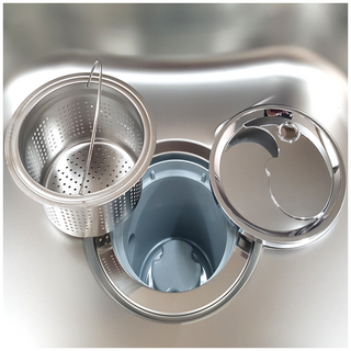 싱크대거름망/뉴프리미엄 스텐거름망 스텐덮개, 1개, 4.뉴프리미엄스텐걸름망+슬라이드덮개(실버메탈)