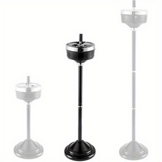 不鏽鋼自清潔菸灰缸 可調節高度伸縮式落地菸灰缸 帶蓋可拆卸 重型底座室內/戶外庭院香菸雪茄支架, 黑色, 1個