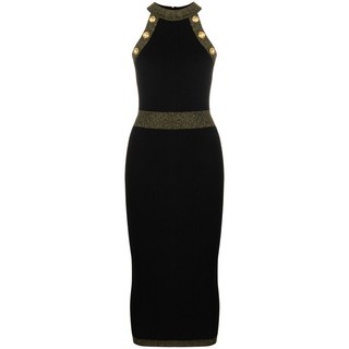 발망 버튼 디테일 니트 드레스