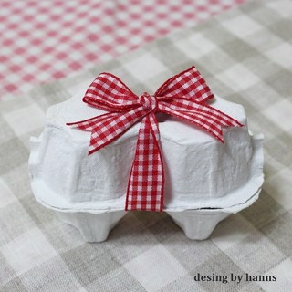 2구 부활절포장세트 (케이스 5개 + 체크리본 5개), 화이트+체크레드