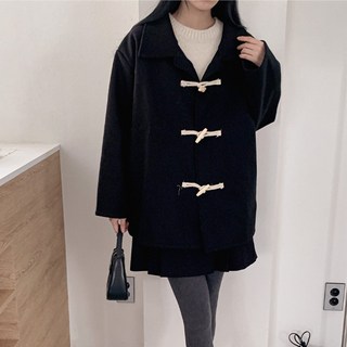 J156-6 프텐오 빅사이즈여성 우드 토글 숏 더플 코트 44-120