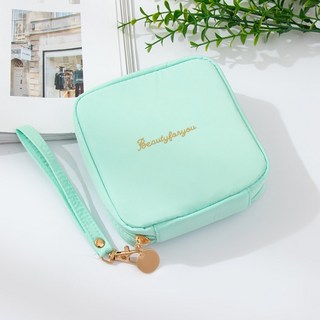Beautyforyou 質感手拎化妝包 輕便小方設計 補妝口紅收納包 清新綠