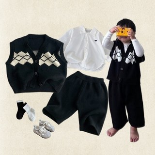 오늘아이 블랙니트조끼 블랙니트팬츠 남아조끼 돌잔치룩 돌잔치코디 남아니트 여아조끼 여아니트 아동니트 아동셋업 남아신사룩 아동가을코디 아동겨울코디