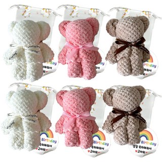 아크디 곰돌이 수건 답례품 구디백 세트, 혼합색상, 6개