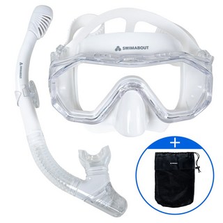 스윔어바웃 안티포그 스노쿨링 마스크 세트 스노클, 알파인 화이트 (AF-SNK-WH)