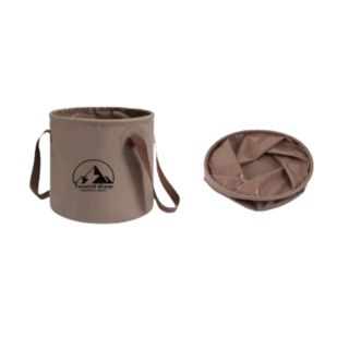 Tourist diary 露營折疊水桶 10L 攜帶式戶外水桶 泡腳桶 釣魚桶 儲水桶, 1個, 摺疊水桶-20L卡其色