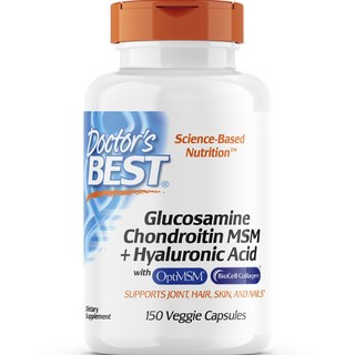 Doctor's BEST 葡萄糖胺軟骨素玻尿酸MSM植物膠囊, 150顆, 1罐