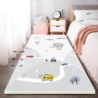 【Be 安樂窩居家】XPE 加厚床邊墊 防摔卡通午睡地墊 臥室客製化爬行墊, 無邊【簡約環遊記】,200CM*40CM*2CM