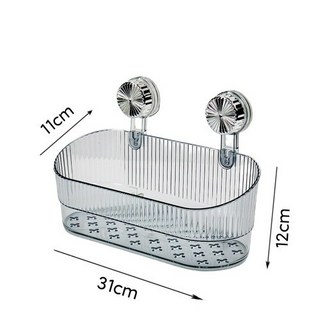 UEtkun 浴室吸盤置物架 衛生間免打孔壁掛牆上收納架 廁所洗漱臺置物架, 透灰色, 1個