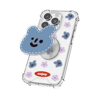 엔조이 스티치 패턴 갤럭시 아이폰 젤하드 휴대폰 케이스+아크릴톡