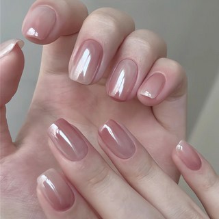 自然漸層美甲貼片24片裝 DIY美甲 舒適透氣 簡易操作, 1個, BY1312粉妝銀砌#30片/盒