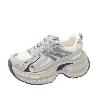 女款透氣網面運動休閒厚底老爹鞋，舒適輕便百搭