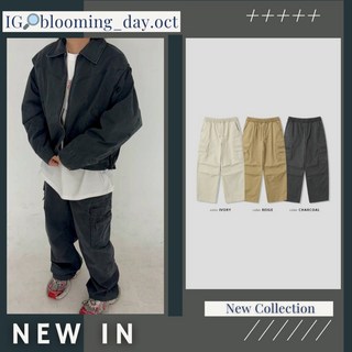 現杏墨 正韓抽繩褶皺造型寬褲 工裝褲 正韓男裝 秋冬寬鬆休閒長褲