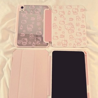 平板保護套 新款鏡面粉色粉貓適用iPad2022保護殼11寸平板三折式air4/air5 6, 粉紅色,iPad Air6(11英寸), 1個